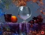 Grapes & Glass Alla Prima by David Cheifetz Oil ~ 8 x 10
