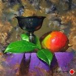 Leaves & Mango by David Cheifetz Oil ~ 6 x 6